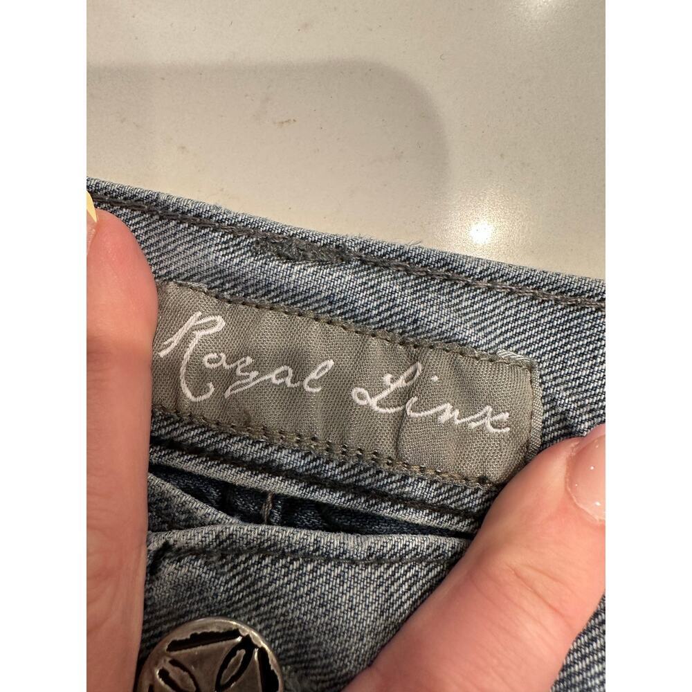 Distressed Y2K Royal Linx Straight Leg Jeans Quilted Black Pockets Men's Size 38 - Picture 6 of 8